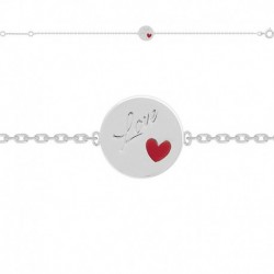 BRACELET 18CM ARGT LOVE COEUR ROUGE