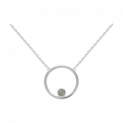 COLLIER 43CM AGT CERCLE 1 CAB JADE VERTE