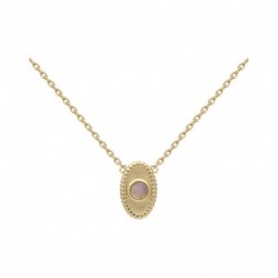 COLLIER 42 CM POR MEDAILLE OVALE PIERRE DE LUNE