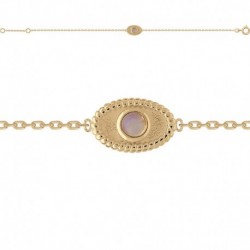 BRACELET 18 CM POR MEDAILLE OVALE PIERRE DE LUNE