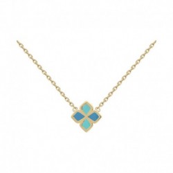 COLLIER 42CM POR CROIX EMAIL BLEU