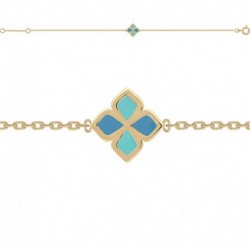 BRACELET 18CM POR CROIX EMAIL BLEU