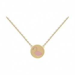 COLLIER 42CM POR PASTILLE FLAMAND ROSE