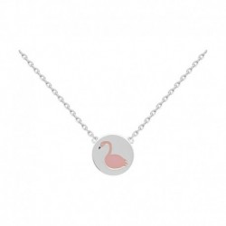 COLLIER 42CM AGT PASTILLE FLAMAND ROSE