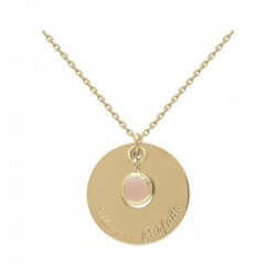 COLLIER 42CM POR MEDAILLE 20MM MAMAN PARFAITE ET CAB QUARTZ ROSE