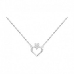 COLLIER 42CM AGT COEUR FLEUR OZ