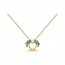 COLLIER PL OR COEUR PALMIER EMAIL BLEU