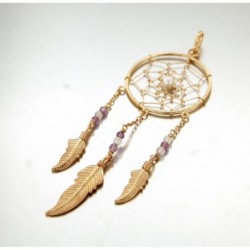 PENDENTIF ATTRAPE-REVE 3 PLUMES + PERLES AMET