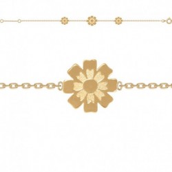 BRACELET 18CM POR 3 FLEURS GRAVEES