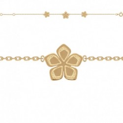 BRACELET 18CM POR 3 FLEURS GRAVEES
