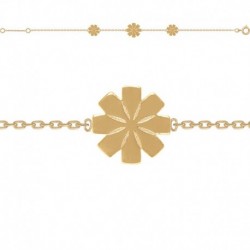 BRACELET 18CM POR 3 FLEURS GRAVEES