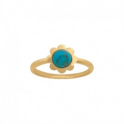 BAGUE P.OR FLEUR TURQUOISE 6MM