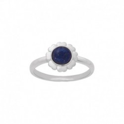 BAGUE AGT FLEUR LAPIS