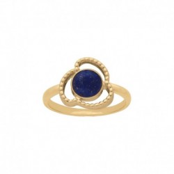 BAGUE P.OR MOTIF STRIE CAB LAPIS