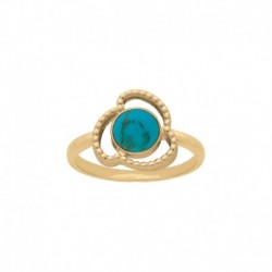 BAGUE P.OR MOTIF STRIE CAB TURQUOISE SYNT