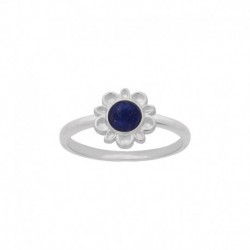 BAGUE AGT FLEUR LAPIS