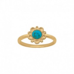 BAGUE P.OR FLEUR TURQUOISE SYNT