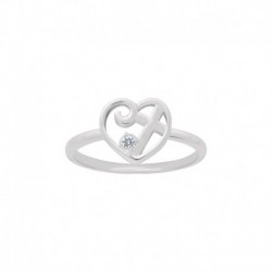 BAGUE AGT COEUR 1OZ CROIX