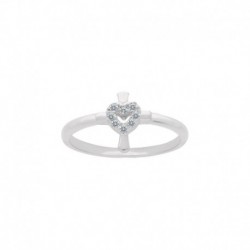 BAGUE AGT CROIX COEUR OZ