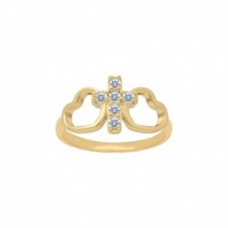 BAGUE P.OR COEURS CROIX OZ
