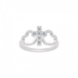 BAGUE AGT COEURS CROIX OZ