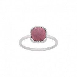 BAGUE AGT CARRE RHODONITE