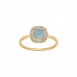 BAGUE P.OR CARRE OZ AGATE BLEUE