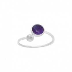 BAGUE AGT TOI ET MOI CABOCHON AMETHYSTE ET OZ BLANC