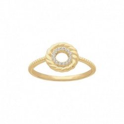BAGUE P.OR CERCLE TORSADE CZ