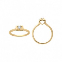 BAGUE P.OR COEUR 3D ET CZ