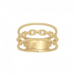 BAGUE P.OR TRIPLE PERLE ET MAILLONS
