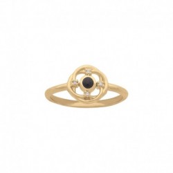 BAGUE POR FANTAISIE CABOCHON DIOPSIDE NOIR ET OZ BLANC