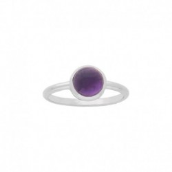 BAGUE ARGT FANTAISIE CABOCHON AMETHYST