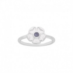 BAGUE ARGT FLEUR EMAIL BLANC ET IOLITE VIOLETTE