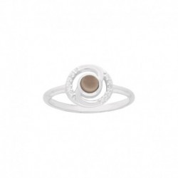 BAGUE ARGT OZ ET QUARTZ FUME