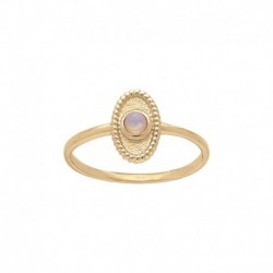 BAGUE POR MEDAILLE OVALE PIERRE DE LUNE