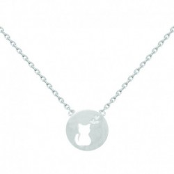 COLLIER 38CM AGT MEDAILLE CHATON