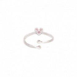 BAGUE AGT PETIT COEUR CZ ROSE