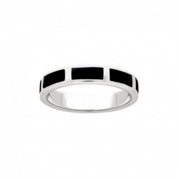 BAGUE AGT RECT RESINE NOIRE