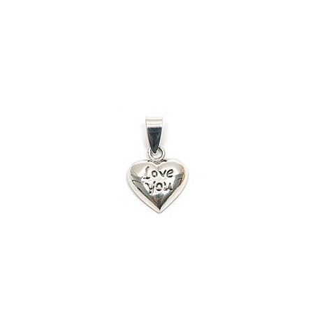 PENDENTIFS ARGT COEUR LOVE YOU
