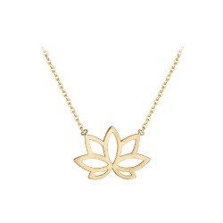 COLLIER ACIER DORE 42CM FLEUR DE LOTUS