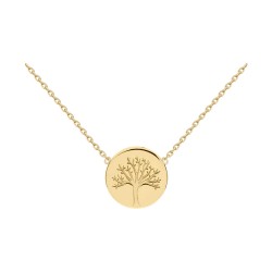 COLLIER ACIER DORE 42CM ARBRE DE VIE