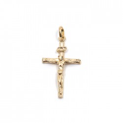 PENDENTIF ACIER FINITION DOREE CHRIST SUR CROIX