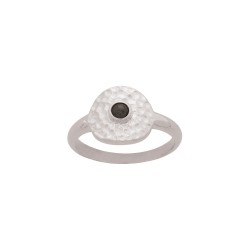 BAGUE ACIER MARTELE CABOCHON NACRE