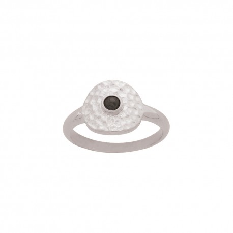 BAGUE ACIER MARTELE CABOCHON NACRE