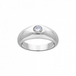 BAGUE ACIER SOLITAIRE SERTI CLOS