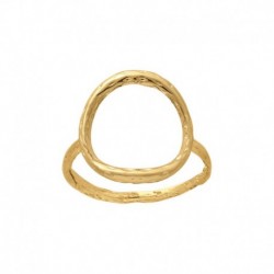 BAGUE ACIER FINITION DOREE CERCLE MARTELE