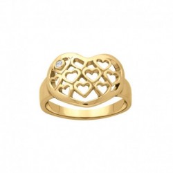 BAGUE ACIER FINITION DOREE COEUR AJOURE 1OZ