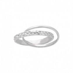 BAGUE ACIER 2 JONCS MARTELE LISSE