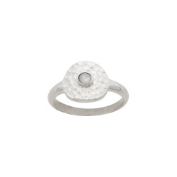 BAGUE ACIER MARTELE CABOCHON NACRE